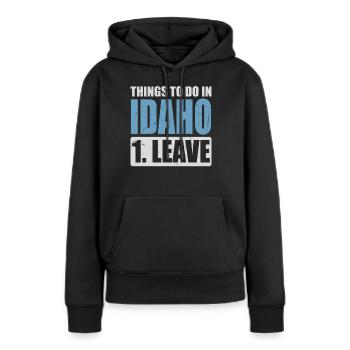 Mème de l’Idaho - Sweat à capuche Premium bio Femme - noir - Devant - Julia (174cm)