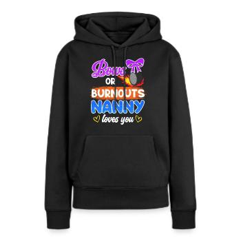 Boucle ou burnout love you childkinder - Sweat à capuche Premium bio Femme - noir - Devant - Julia (174cm)