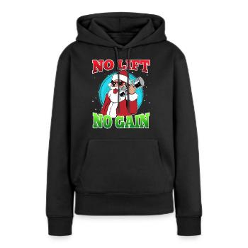 No Lift no Gain Nikolaus No Lift no Gift - Frauen Premium Bio Hoodie - Schwarz - Vorne - Julia (174cm)