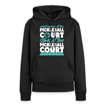 Pickleball Que se passe-t-il au - Sweat à capuche Premium bio Femme - noir - Devant - Julia (174cm)