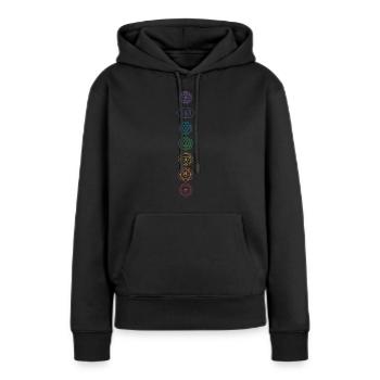 Hindouisme Chakra Bouddhisme Sanskrit Méditation Vajr - Sweat à capuche Premium bio Femme - noir - Devant - Julia (174cm)