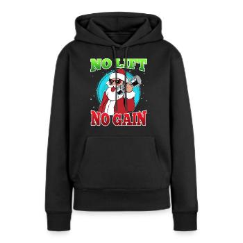 No Lift no Gain Nikolaus No Lift no Gift - Frauen Premium Bio Hoodie - Schwarz - Vorne - Julia (174cm)