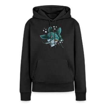 wels - Frauen Premium Bio Hoodie - Schwarz - Vorne - Julia (174cm)