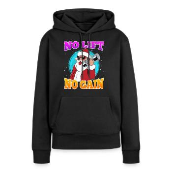 No Lift no Gain Nikolaus No Lift no Gift - Frauen Premium Bio Hoodie - Schwarz - Vorne - Julia (174cm)