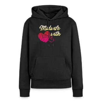 Je suis sage-femme avec cœur sage-femme - Sweat à capuche Premium bio Femme - noir - Devant - Julia (174cm)