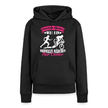Triathlon Mädchen wie ein normales Mädchen - Frauen Premium Bio Hoodie - Schwarz - Vorne - Julia (174cm)