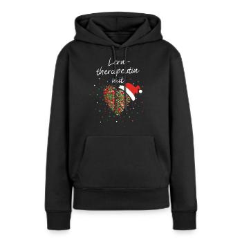 Lerntherapeutin mit Herz Weihnachtsmütze Xmas - Frauen Premium Bio Hoodie - Schwarz - Vorne - Julia (174cm)