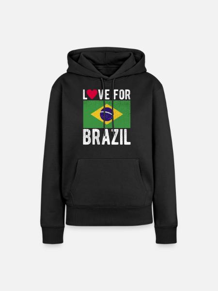 Brasilien Fahne - Frauen Premium Bio Hoodie - Schwarz