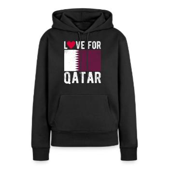 Drapeau du Qatar - Sweat à capuche Premium bio Femme - noir - Devant - Julia (174cm)