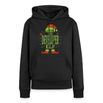 Softwareentwickler Weihnachtself - Frauen Premium Bio Hoodie - Schwarz - Vorne - Julia (174cm)