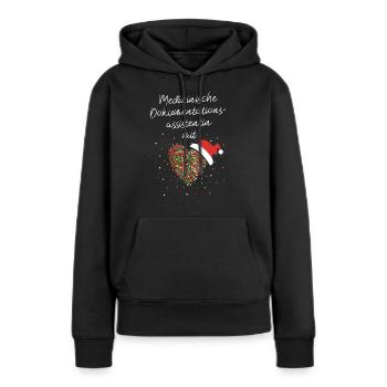Dokumentationsassistentin mit Herz Nikolausmütze - Frauen Premium Bio Hoodie - Schwarz - Vorne - Julia (174cm)