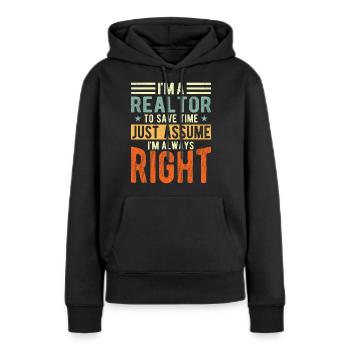 Makler - Frauen Premium Bio Hoodie - Schwarz - Vorne - Julia (174cm)