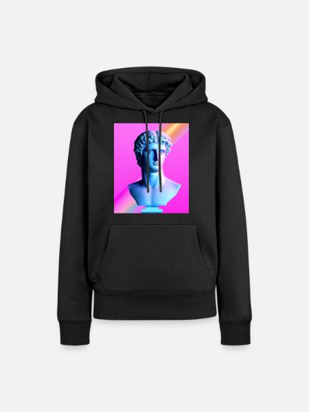 Vaporwave Statue Römische Büste - Frauen Premium Bio Hoodie - Schwarz
