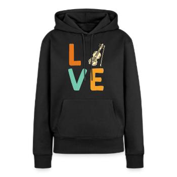 Musicien Musicien J’aime mon violon - Sweat à capuche Premium bio Femme - noir - Devant - Julia (174cm)