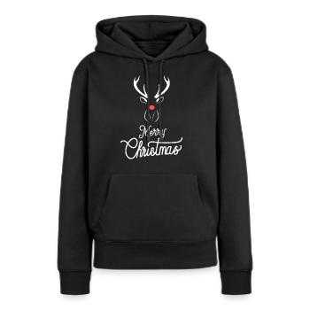 Weihnachts Rentier mit roter Nase - Frauen Premium Bio Hoodie - Schwarz - Vorne - Julia (174cm)