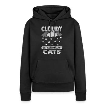 Nuageux avec une chance pour la conception de chat - Sweat à capuche Premium bio Femme - noir - Devant - Julia (174cm)