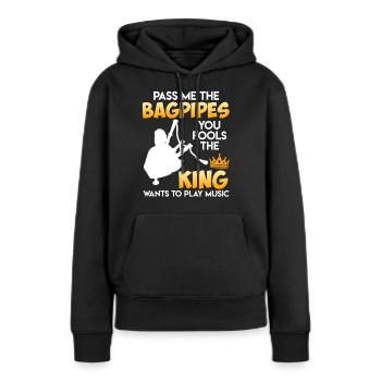 Der König will musizieren reicht mir den Dudelsack - Frauen Premium Bio Hoodie - Schwarz - Vorne - Julia (174cm)