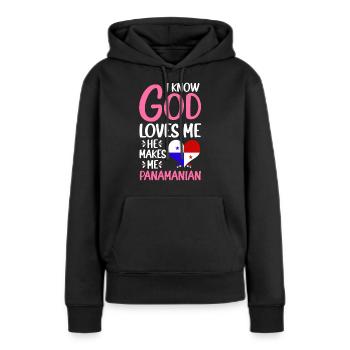 Gott Liebt Mich Panamaer Panamaerin Heimatland - Frauen Premium Bio Hoodie - Schwarz - Vorne - Julia (174cm)
