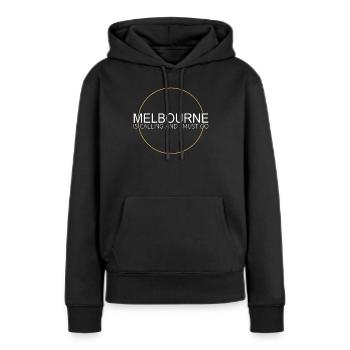 Citation de Melbourne - Sweat à capuche Premium bio Femme - noir - Devant - Julia (174cm)