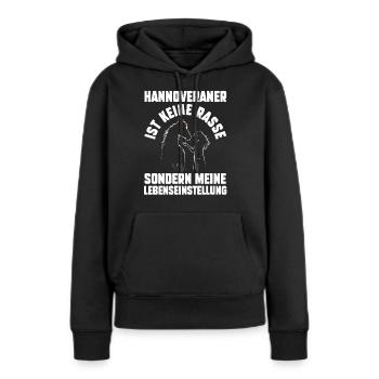Pferd Reitsport Reiten Pferdesport Hannoveraner - Frauen Premium Bio Hoodie - Schwarz - Vorne - Julia (174cm)