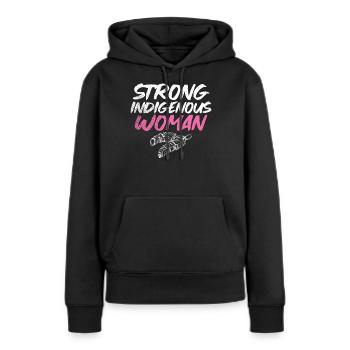 Femme autochtone forte Amérindienne - Sweat à capuche Premium bio Femme - noir - Devant - Julia (174cm)