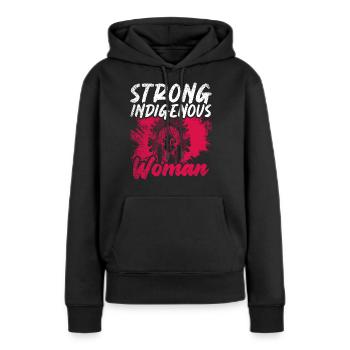 Femme autochtone forte Amérindienne - Sweat à capuche Premium bio Femme - noir - Devant - Julia (174cm)