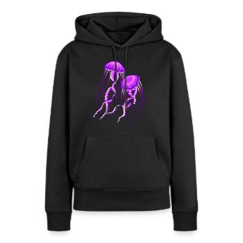 Qualle - Frauen Premium Bio Hoodie - Schwarz - Vorne - Julia (174cm)