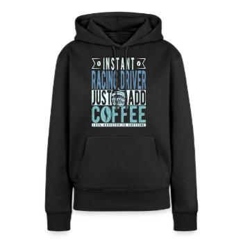 Café de pilote de course - Sweat à capuche Premium bio Femme - noir - Devant - Julia (174cm)