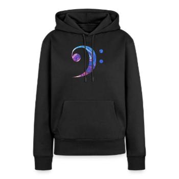 Clef de fa Je suis un musicien partition d'orchestre - Sweat à capuche Premium bio Femme - noir - Devant - Julia (174cm)