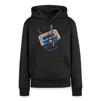 Lieder aufnehmen Radio Kassettenrecorder Kassette - Frauen Premium Bio Hoodie - Schwarz - Vorne - Julia (174cm)