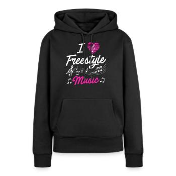 J'aime la musique freestyle - Sweat à capuche Premium bio Femme - noir - Devant - Julia (174cm)