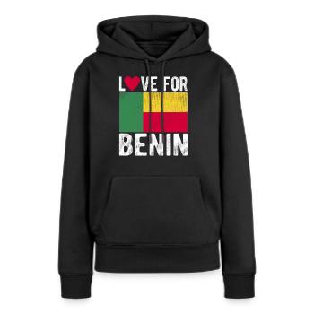 Bénin Souvenir - Sweat à capuche Premium bio Femme - noir - Devant - Julia (174cm)