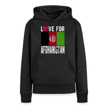 Souvenir de l’Afghanistan - Sweat à capuche Premium bio Femme - noir - Devant - Julia (174cm)