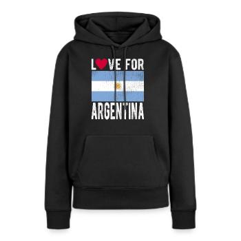 Argentine Souvenir - Sweat à capuche Premium bio Femme - noir - Devant - Julia (174cm)