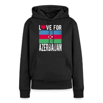 Azerbaïdjan Souvenir - Sweat à capuche Premium bio Femme - noir - Devant - Julia (174cm)