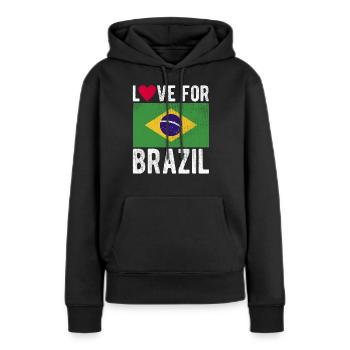Brasilien Souvenir - Frauen Premium Bio Hoodie - Schwarz - Vorne - Julia (174cm)