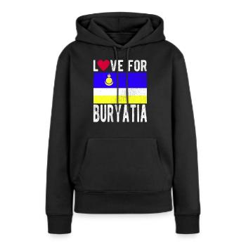 Souvenir de Bouriatie - Sweat à capuche Premium bio Femme - noir - Devant - Julia (174cm)