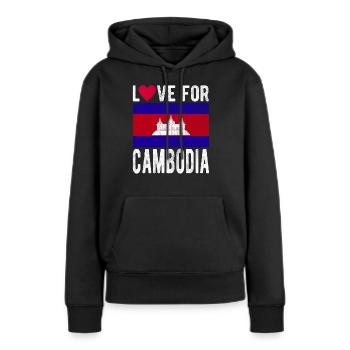 Cambodge Souvenir - Sweat à capuche Premium bio Femme - noir - Devant - Julia (174cm)