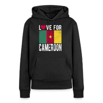 Kamerun Souvenir - Frauen Premium Bio Hoodie - Schwarz - Vorne - Julia (174cm)