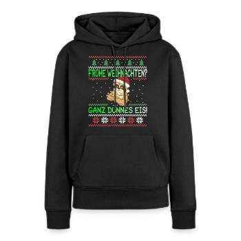 Frohe Weihnachten Dünnes Eis Faultier Geschenk - Frauen Premium Bio Hoodie - Schwarz - Vorne - Julia (174cm)