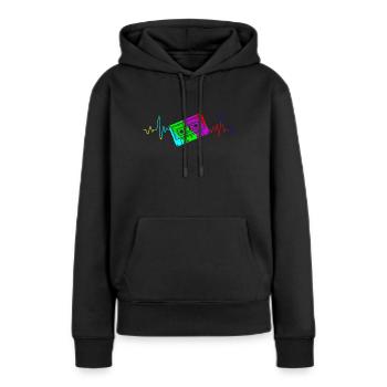 Walkman Mon cœur bat pour les cassettes - Sweat à capuche Premium bio Femme - noir - Devant - Julia (174cm)
