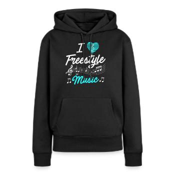 J'aime la musique freestyle - Sweat à capuche Premium bio Femme - noir - Devant - Julia (174cm)