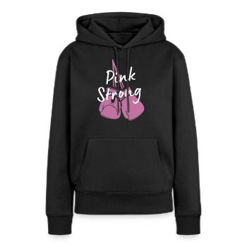 Cadeau Cancer du sein Cancer du sein Rose - Sweat à capuche Premium bio Femme - noir - Devant - Julia (174cm)
