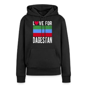 Souvenir du Daghestan - Sweat à capuche Premium bio Femme - noir - Devant - Julia (174cm)
