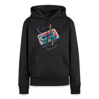 Lieder aufnehmen Radio Kassettenrecorder Kassette - Frauen Premium Bio Hoodie - Schwarz - Vorne - Julia (174cm)