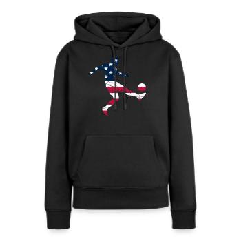 Soccer Player Silhouette American Flag Soccer Play - Frauen Premium Bio Hoodie - Schwarz - Vorne - Julia (174cm)