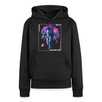 Vaporwave Glitch Retro Astronaut - Frauen Premium Bio Hoodie - Schwarz - Vorne - Julia (174cm)