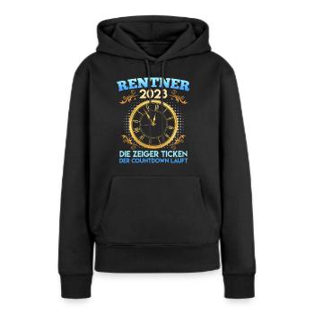 Rentner 2023 die Zeiger ticken Renteneintritt - Frauen Premium Bio Hoodie - Schwarz - Vorne - Julia (174cm)