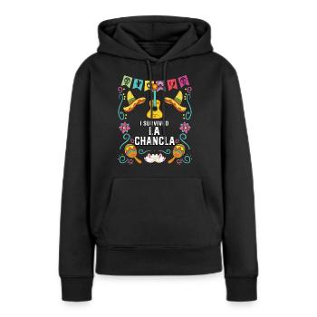 I Survived La Chancla Mexican Slippers Sandals - Frauen Premium Bio Hoodie - Schwarz - Vorne - Julia (174cm)