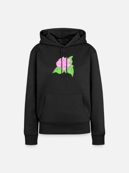 Rose Rote Rose Handgezeichnet - Frauen Premium Bio Hoodie - Schwarz